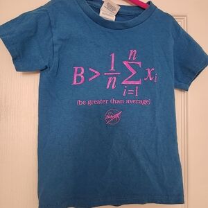 Blue Kids T-Shirt Pink Glittery Print Be Greater Than Average NASA